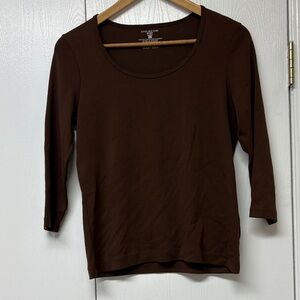Jones NY sport Chocolate 3/4 Sleeve Top